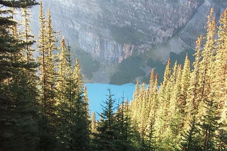 Canada Alberta: Banff NP, Lake Louise to Lake Agnes, Lake Louise walking towards Agnes Teahouse, Walkopedia